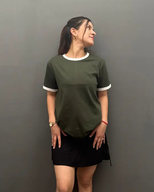 Tap Out T-Shirt - Olive & White
