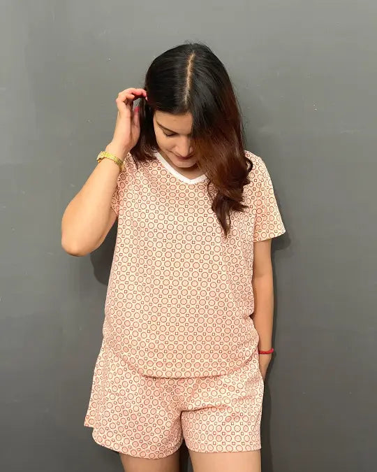 Abstract Cotton Shorts Set