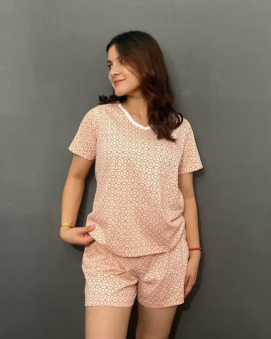 Abstract Cotton Shorts Set