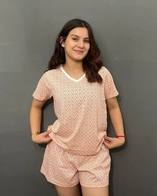 Abstract Cotton Shorts Set