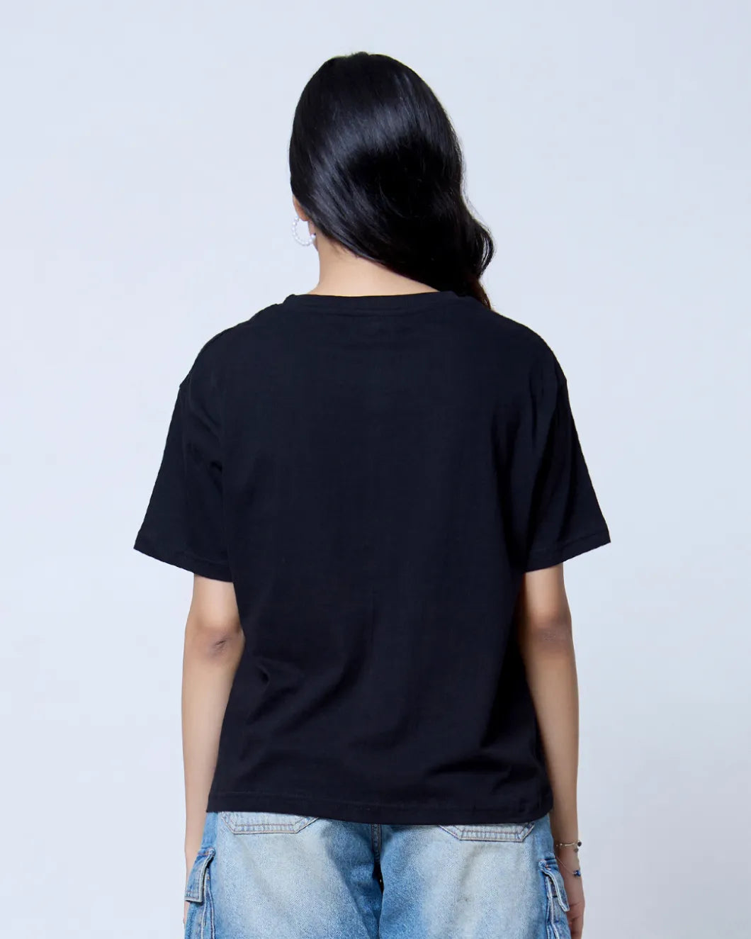 Black Plain Boxy Oversize T-Shirt