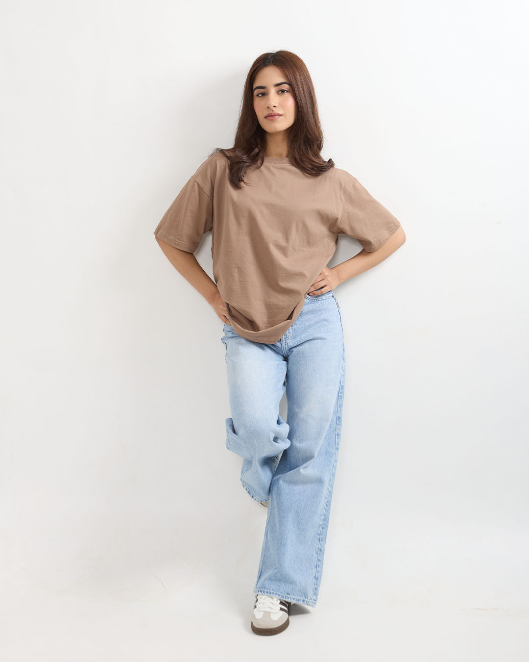Camel Plain Oversized T-Shirt