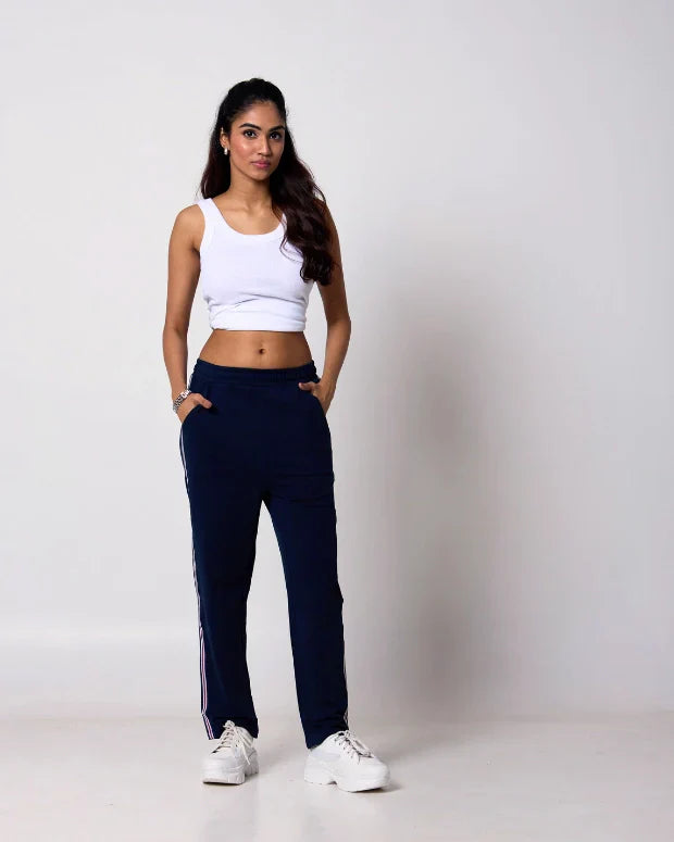 Navy Stripped Track Pant