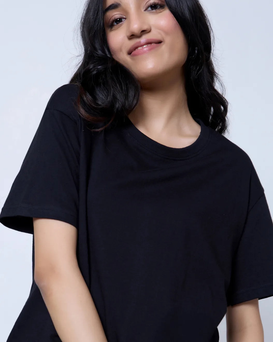 Black Plain Boxy Oversize T-Shirt