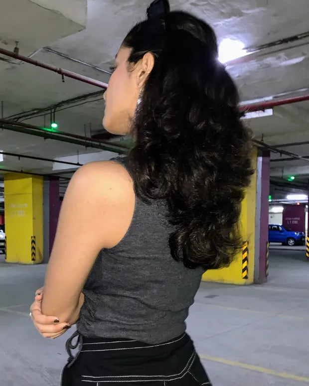 Grey Button Down Crop Top - Shop Printed T shirt for Women Online In India | LoveDky