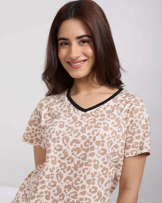 Lazy Leopard Cotton Shorts Set