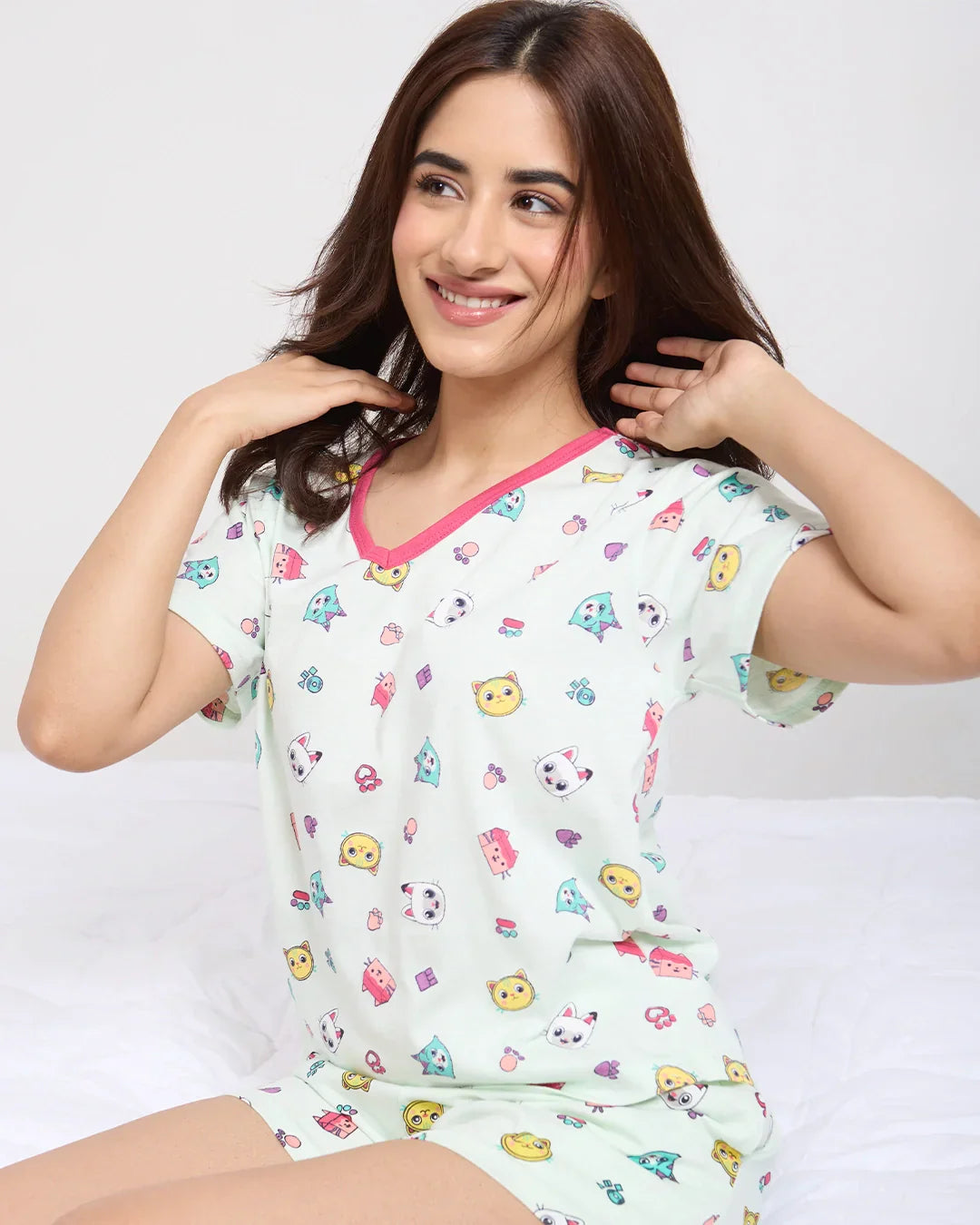 Kitty Cotton Shorts Set for Women Online in India | Dky