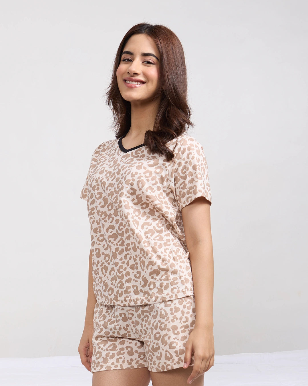 Lazy Leopard Cotton Shorts Set