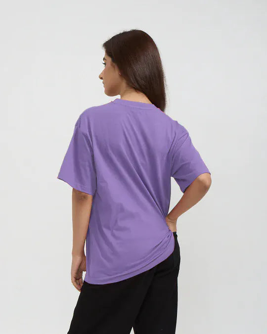 RB Nova Plain Oversized T-Shirt in lavender, back view.