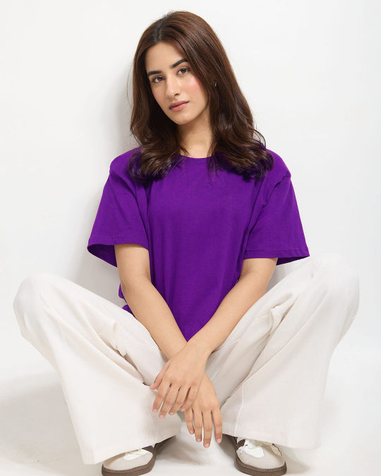 Purple Plain Oversized T-Shirt