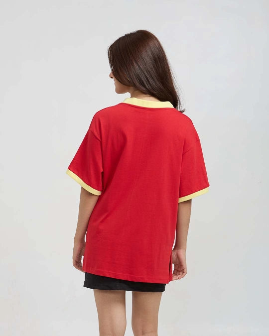 Silver Queen Tap-Out V-Neck Oversize T-Shirt