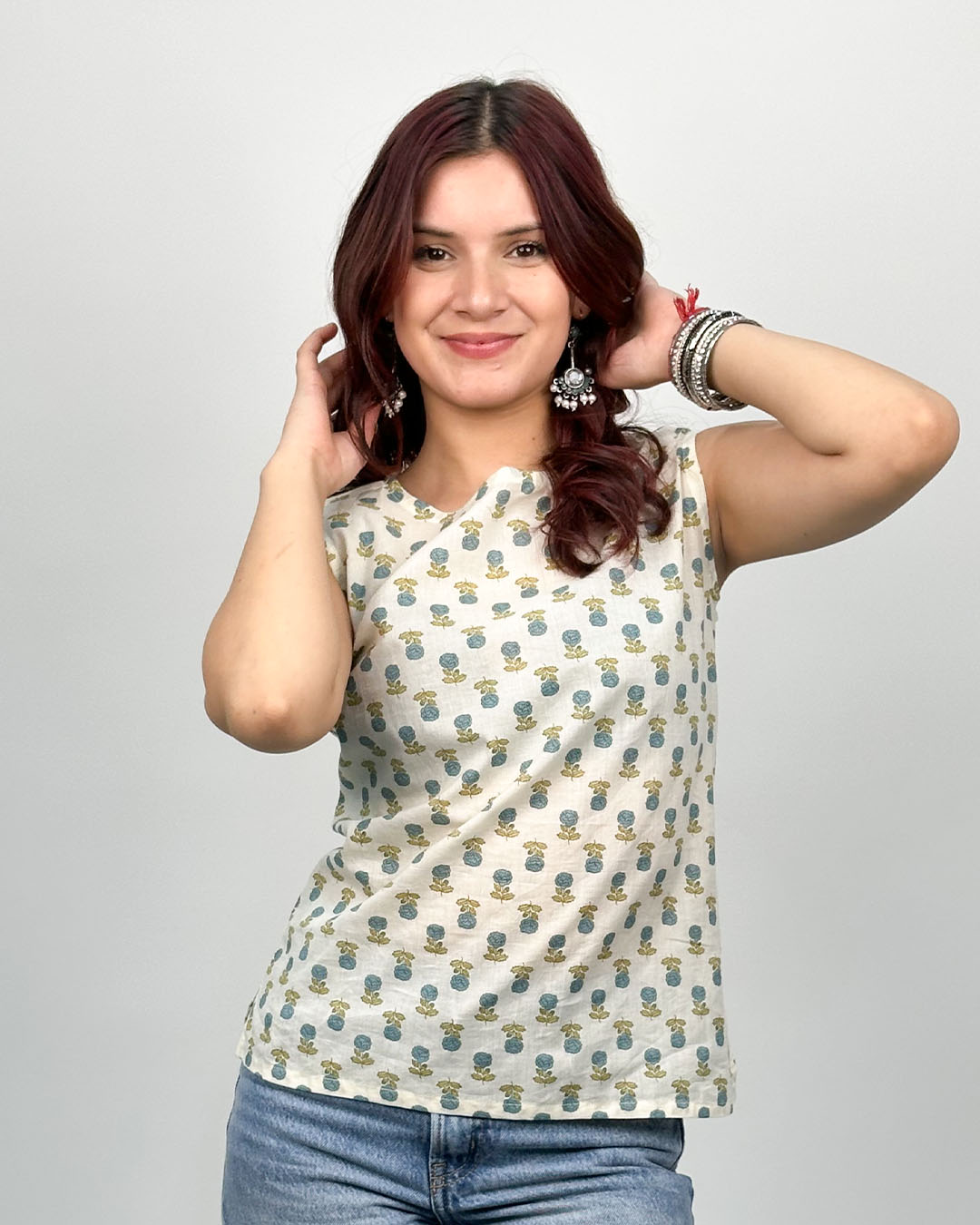 White Floral Fix Short Cotton Top