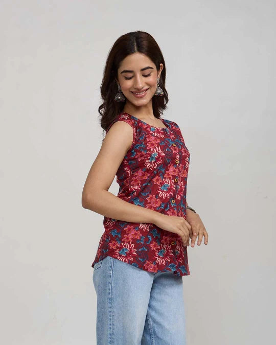 Vintage Muse Button-Down Cotton Top