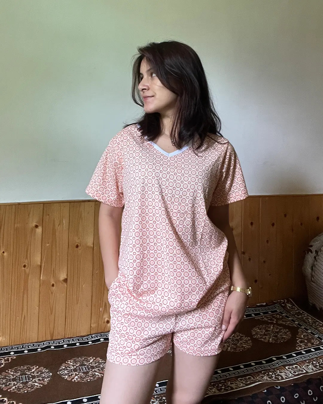 Abstract Cotton Shorts Set