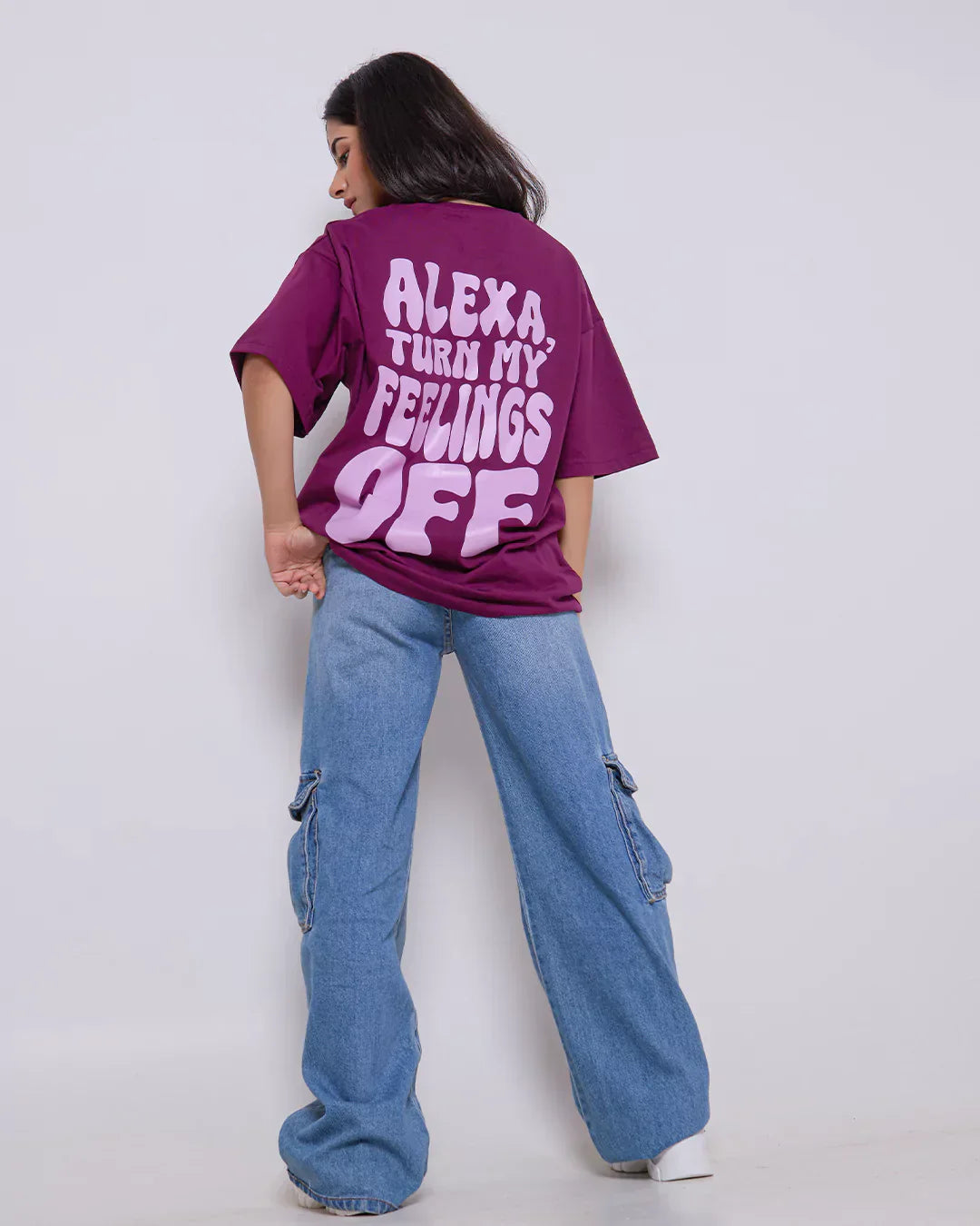 Turn Off My Feelings Mulberry Oversized T-Shirt