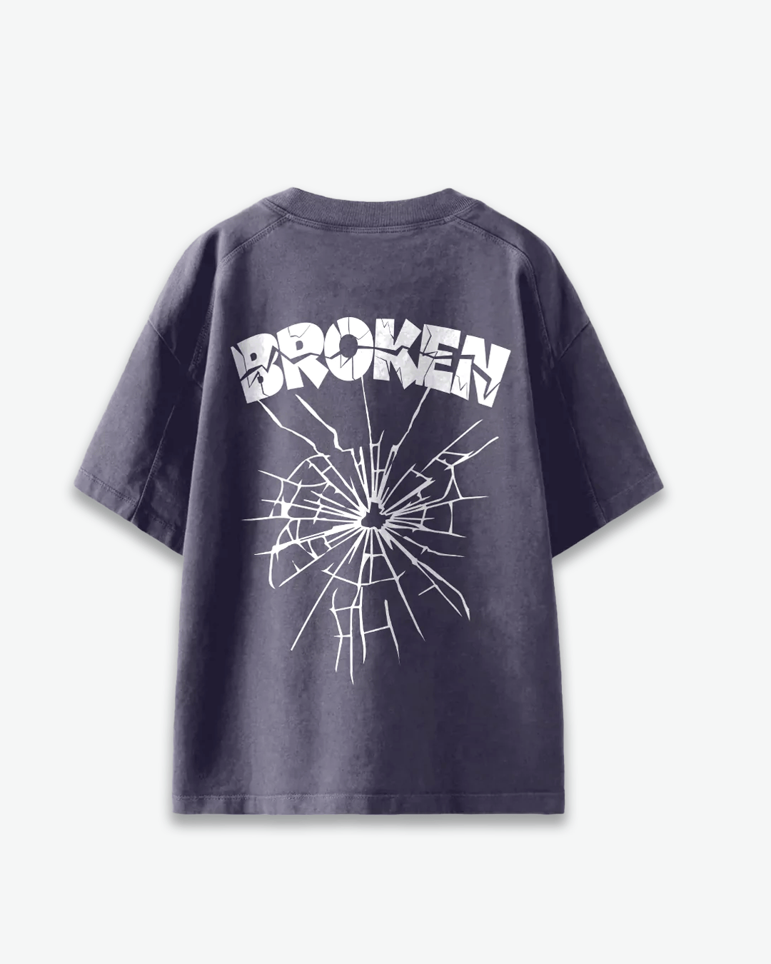 Arlo BR Grey Oversized T-Shirt – grey tee with white cracked back graphic, shown flat lay
