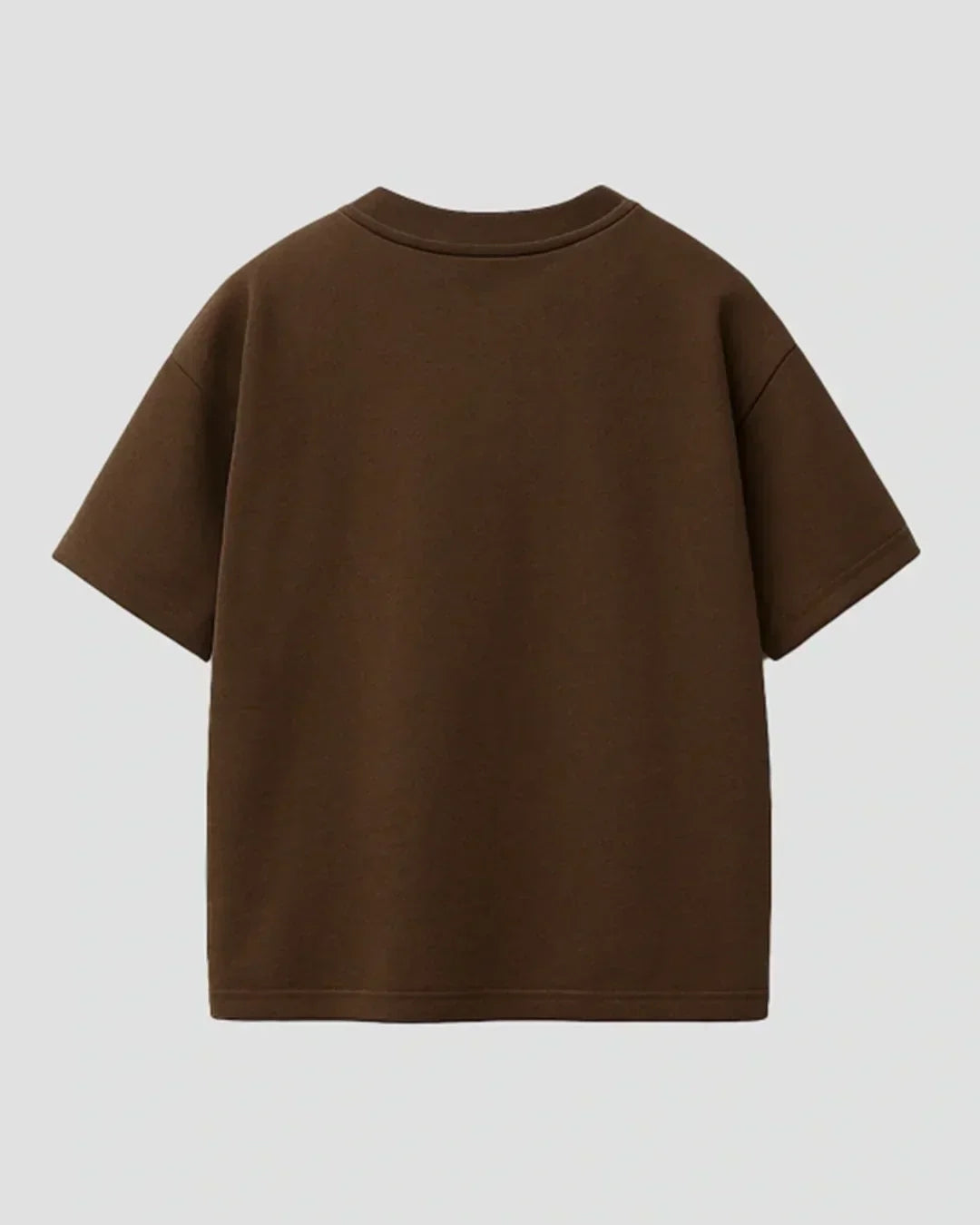 Authentic Brown Boxy T-Shirt – boxy minimal tee, plain design, shown in flat lay