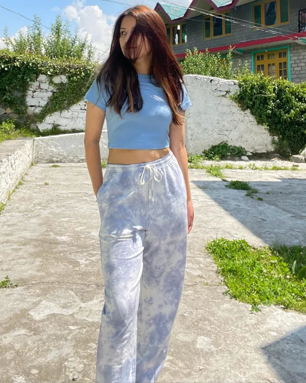 Berry Blue Tie Dye Joggers - Shop Printed T shirt for Women Online In India | LoveDky