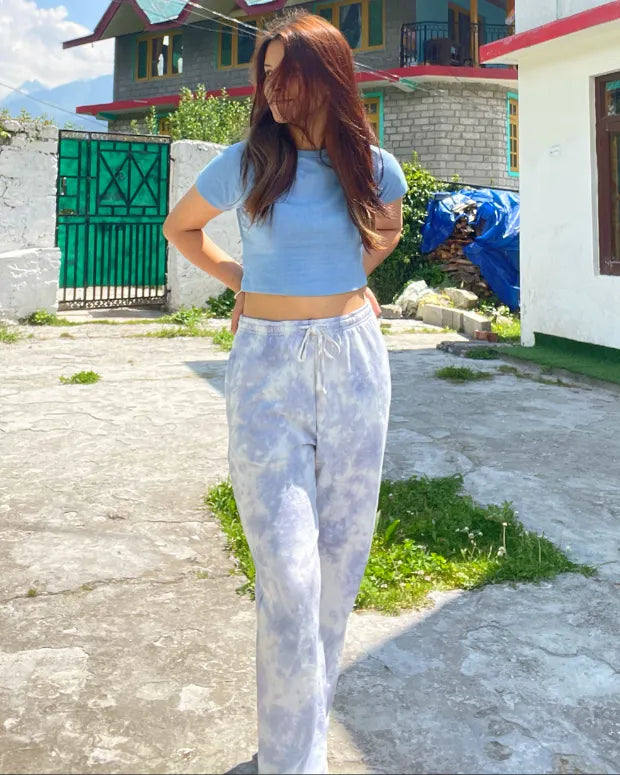 Berry Blue Tie Dye Joggers - Shop Printed T shirt for Women Online In India | LoveDky