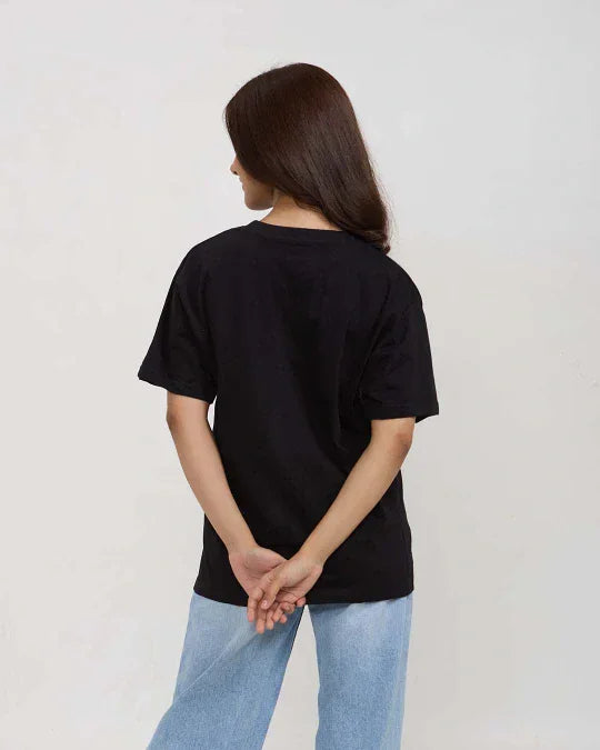 Black Plain Oversized T-Shirt - Shop Printed T shirt for Women Online In India | LoveDky