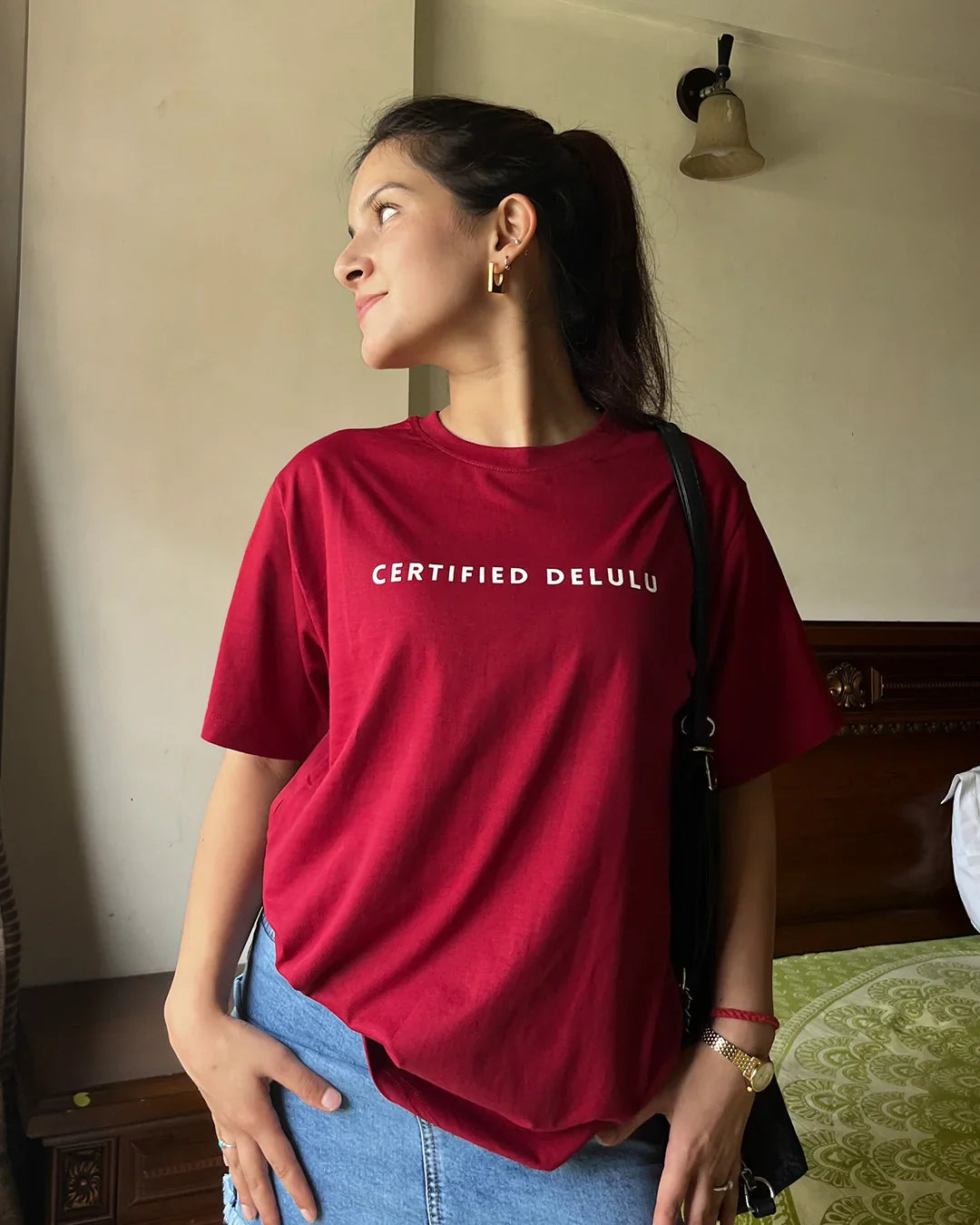 Certified Delulu T-Shirt - Shop Printed T shirt for Women Online In India | LoveDky