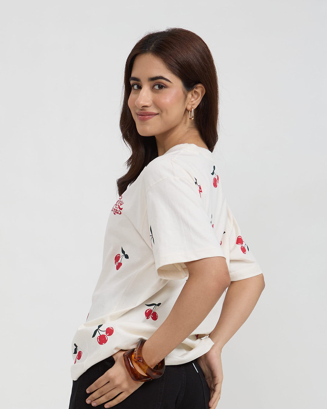 Cherry Bomb Oversized T-Shirt - Shop Printed T shirt for Women Online In India | LoveDky