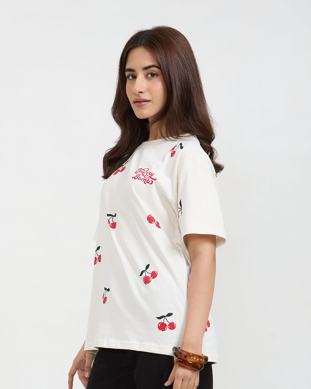 Cherry Bomb Oversized T-Shirt - Shop Printed T shirt for Women Online In India | LoveDky