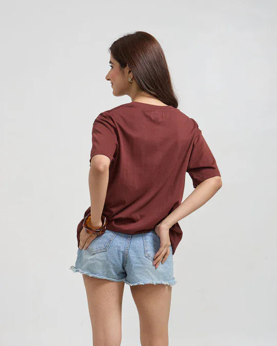 Cocoa Plain Oversized T-Shirt - Shop Printed T shirt for Women Online In India | LoveDky