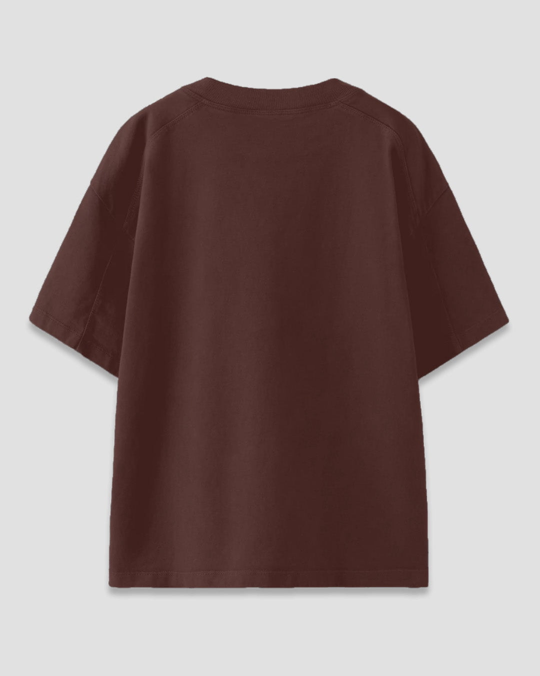 Anxious Core Oversized T-Shirt in brown, oversized plain tee shown from back to highlight fit and drape