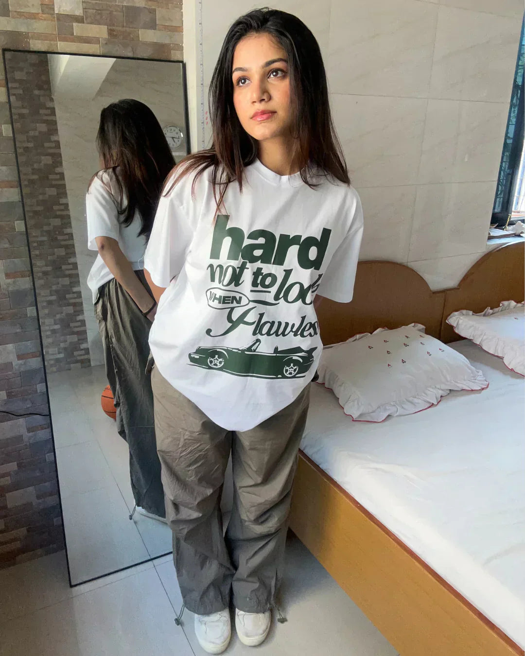 Hard Not To Look Flawless Oversized T-Shirt - Shop Printed T shirt for Women Online In India | LoveDky
