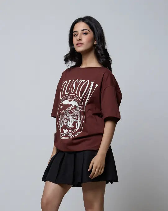 Houstan Oversized T-Shirt - Shop Printed T shirt for Women Online In India | LoveDky