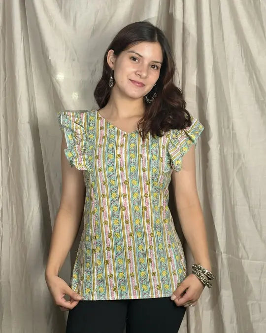 White Laila Ruffle Short Kurti