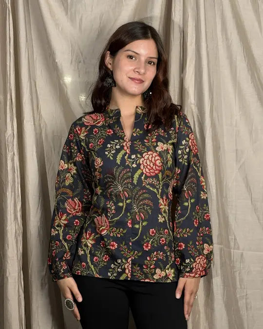 Blue Vaani High Low Short Kurti