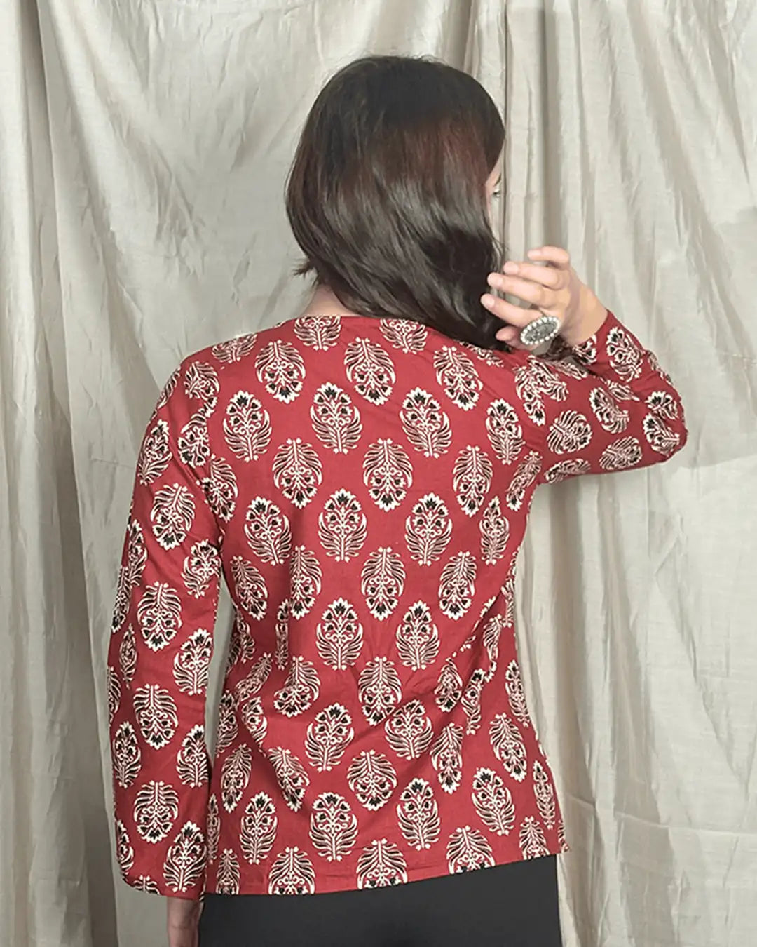 Maroon Maya Full Sleeve Short Kurti