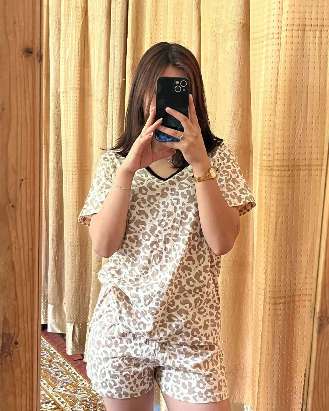 Lazy Leopard Cotton Shorts Set