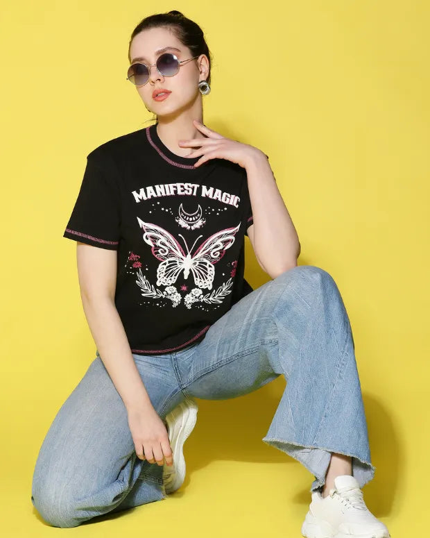Manifest Magic T-Shirt - Shop Printed T shirt for Women Online In India | LoveDky