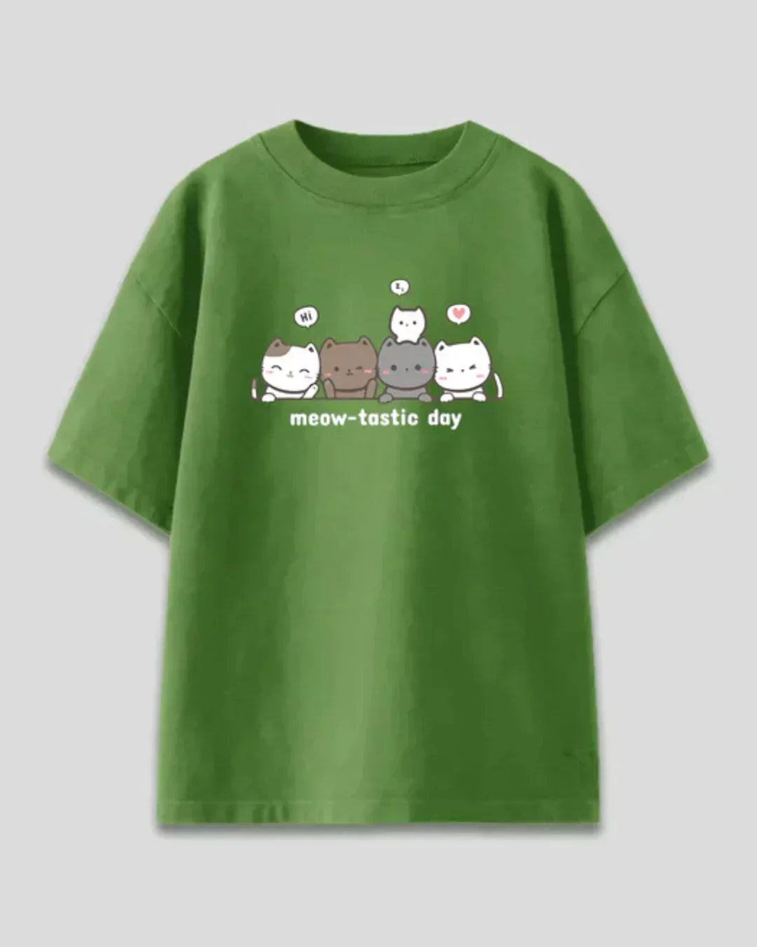 Shop Meowtastic Day Oversized Matcha T-Shirt for Women online in India | Dky