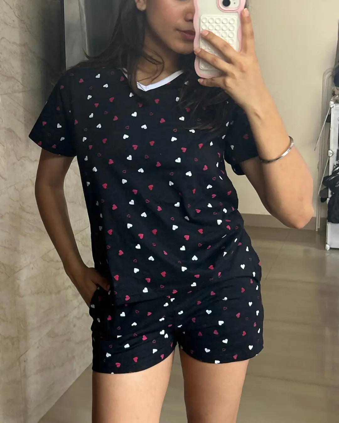 Heart Cotton Shorts Set