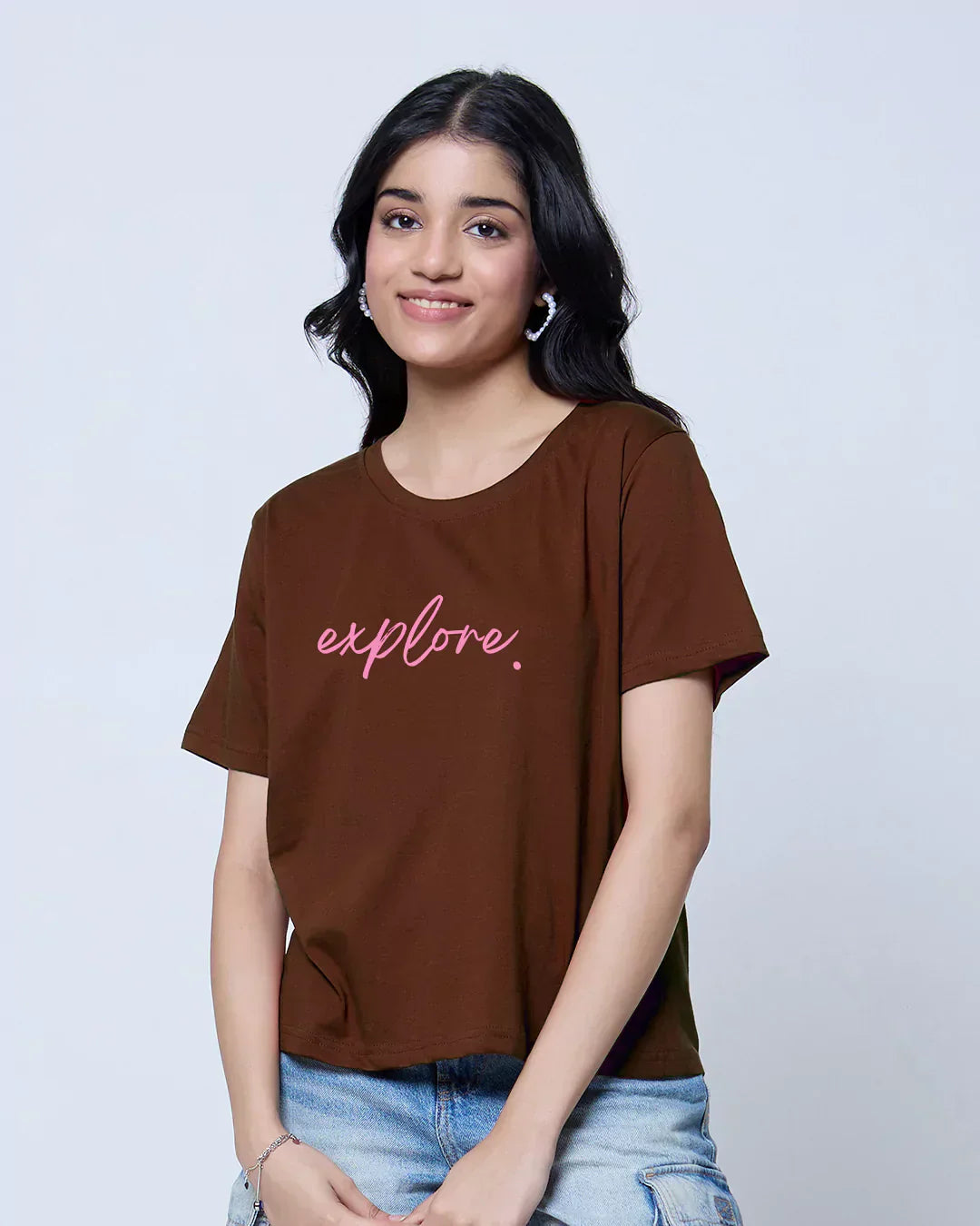 Explore Brown Boxy T-Shirt