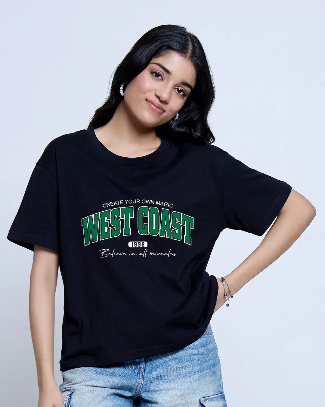 West Coast Black Boxy T-Shirt