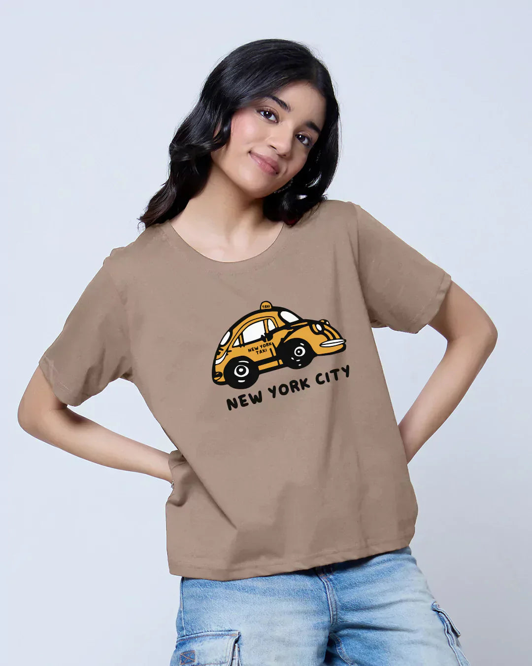 New York City Camel Boxy T-Shirt