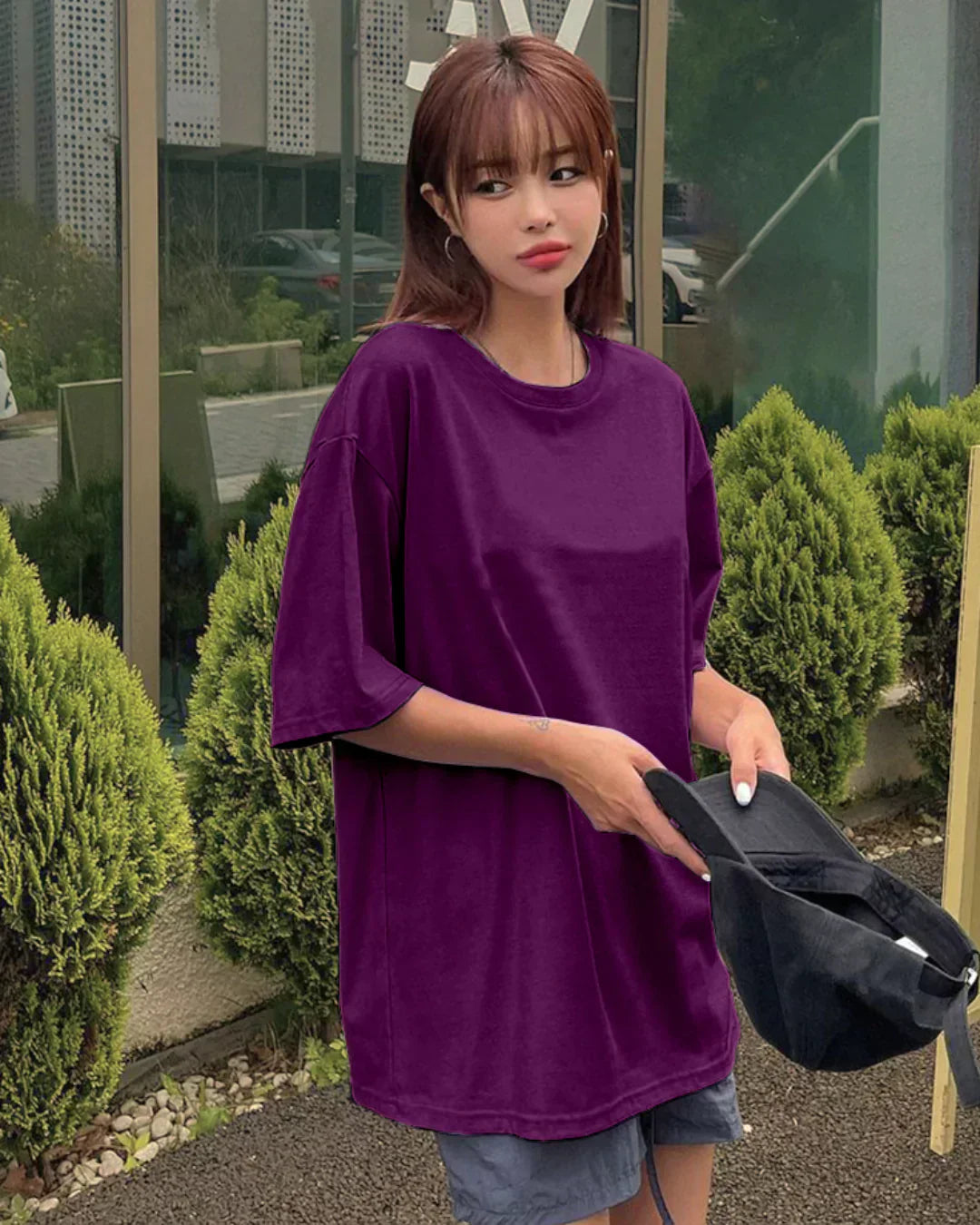 Mulberry Plain Oversized T-Shirt - Shop Printed T shirt for Women Online In India | LoveDky