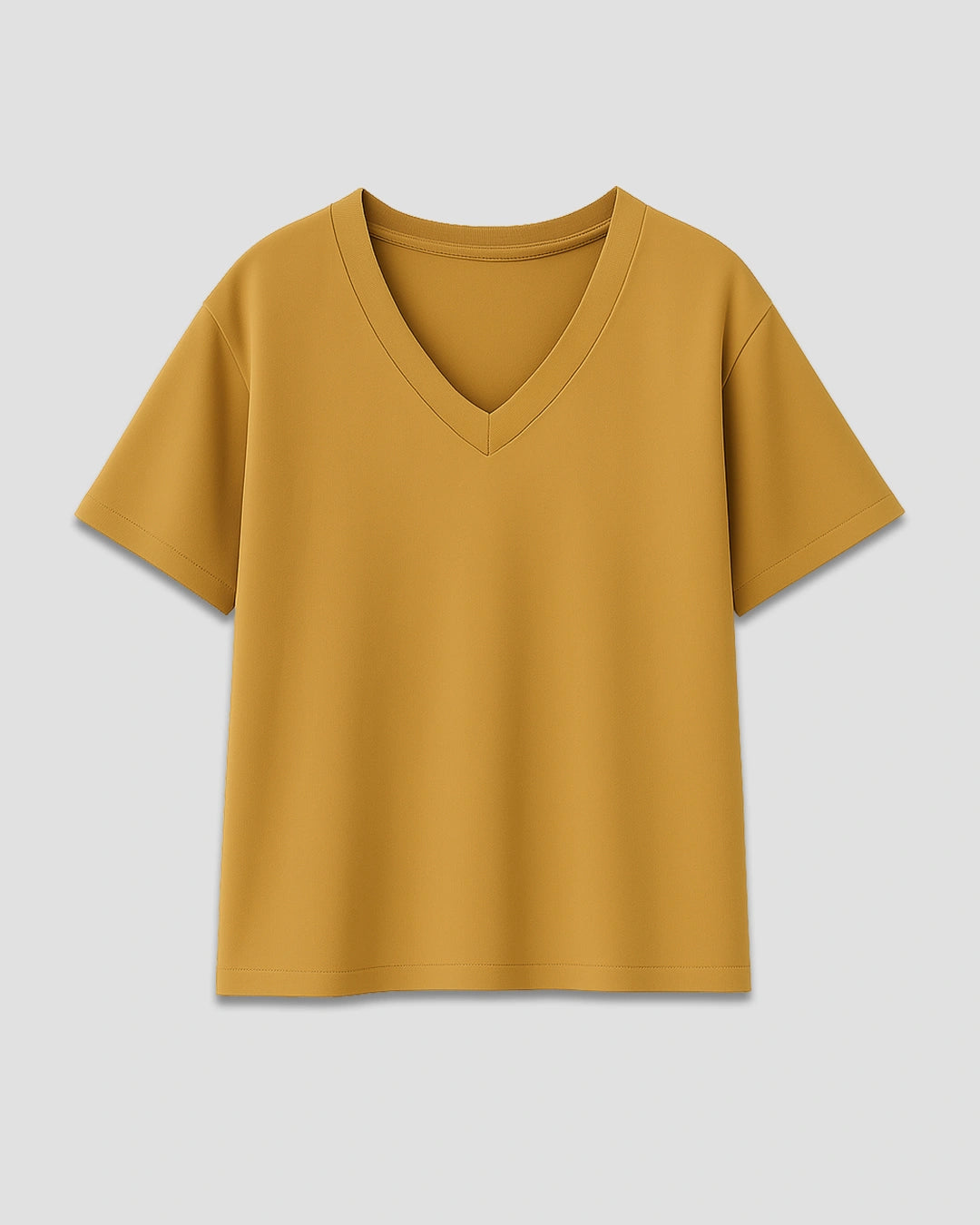 Mustard Plain V-Neck Oversized T-Shirt