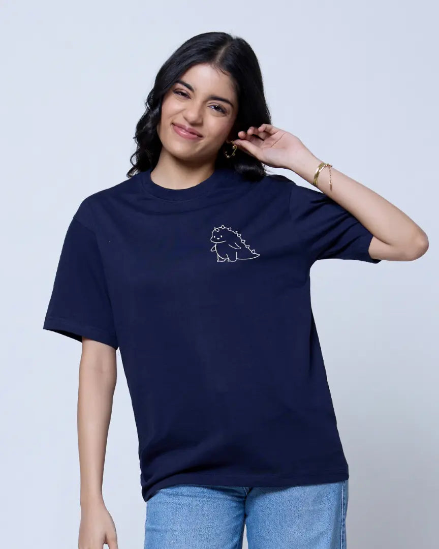 Navy Blue Dragon T-Shirt - Shop Printed T shirt for Women Online In India | LoveDky