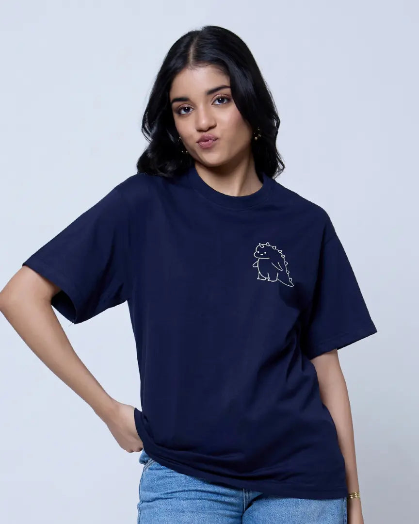 Navy Blue Dragon T-Shirt - Shop Printed T shirt for Women Online In India | LoveDky
