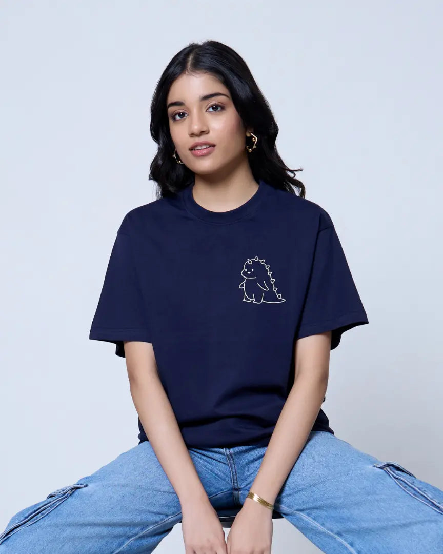 Navy Blue Dragon T-Shirt - Shop Printed T shirt for Women Online In India | LoveDky