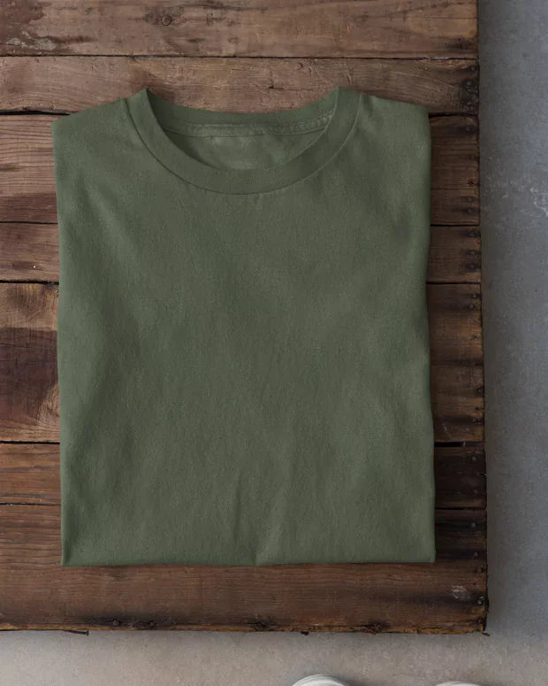 Olive Green Plain T-Shirt - Shop Printed T shirt for Women Online In India | LoveDky