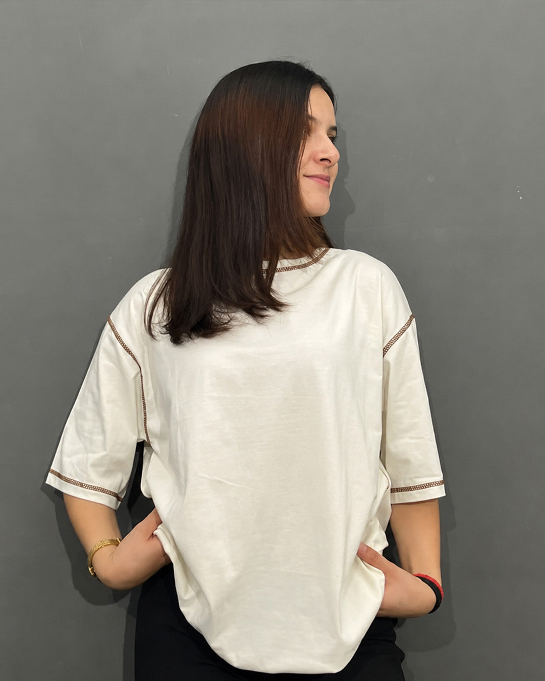 Pearl Brown RW Plain Oversized T-Shirt