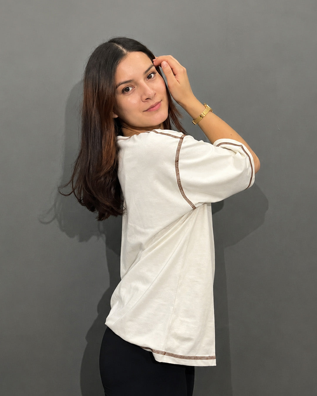 Pearl Brown RW Plain Oversized T-Shirt