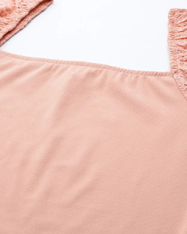 Peach Ruffle Top - Shop Printed T shirt for Women Online In India | LoveDky